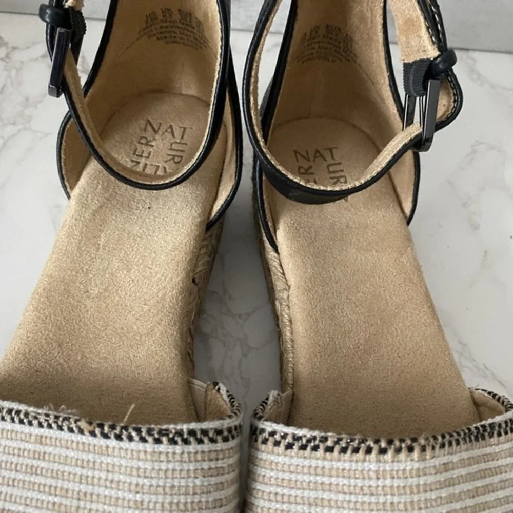 Naturalizer‎ Espradrilles Sandals Sz 8.5M Leather Fabric Flat Summer Coastal